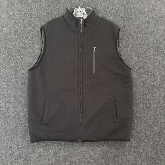 Duke by Haband Vest Men's Large Black Sherpa Lined Full Zip Fleece Chest Zip - Picture 1 of 7